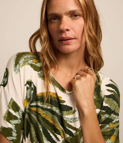 Vestido Recto Midi en Viscosa con Estampado de Follajes 3