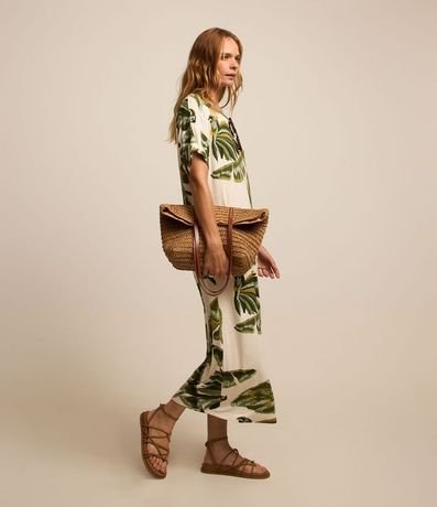 Vestido Recto Midi en Viscosa con Estampado de Follajes 5