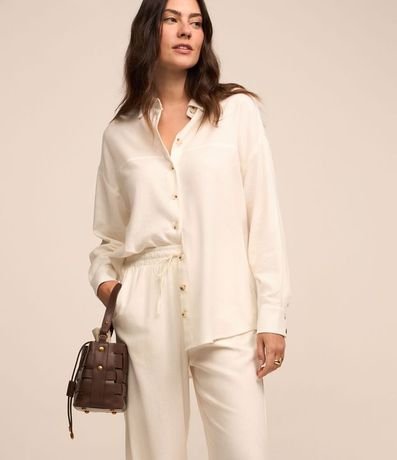 Pantalón en Viscosa y Lino con Lazo en la Cintura 2