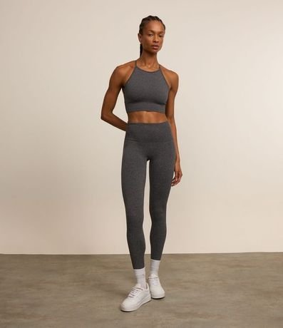 Pantalón Legging Deportivo Acanalada sin Costura con Tiro Alto