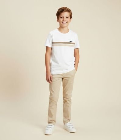 Remera Infantil con Rayas y Etiqueta - Talle 05 a 14 años