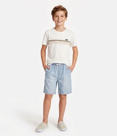 Remera Infantil con Rayas y Etiqueta - Talle 05 a 14 años