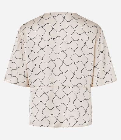 Blusa Satinada con Escote V Traspasado y Estampa Geométrico 6