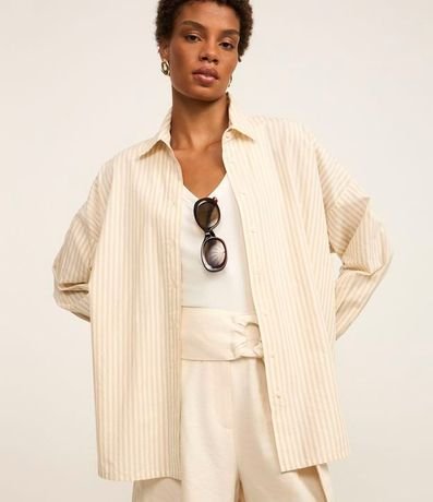 Camisa Manga Larga Rayada en Tricolina