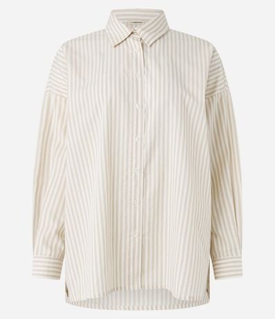 Camisa Manga Larga Rayada en Tricolina 5