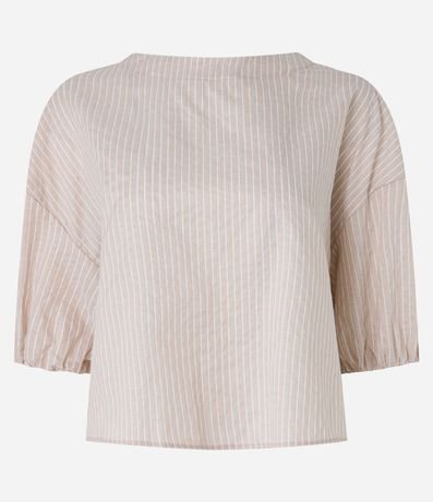 Blusa en Tricolina Rayada con Hilo Teñido y Lazo en la Espalda 6