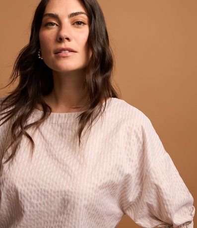 Blusa en Tricolina Rayada con Hilo Teñido y Lazo en la Espalda