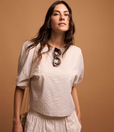 Blusa en Tricolina Rayada con Hilo Teñido y Lazo en la Espalda 2