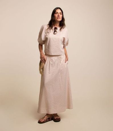 Blusa en Tricolina Rayada con Hilo Teñido y Lazo en la Espalda 3