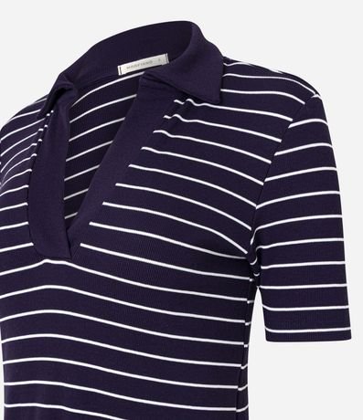Blusa en Rib con Cuello Polo y Rayas en Hilo Teñido 6