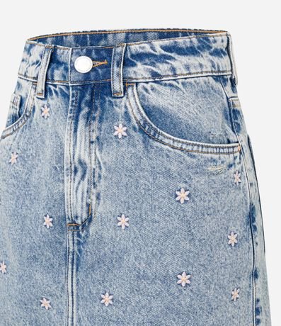 Pollera Mom en Jeans con Bordado de Flores 6