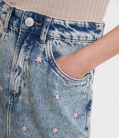 Pollera Mom en Jeans con Bordado de Flores 6