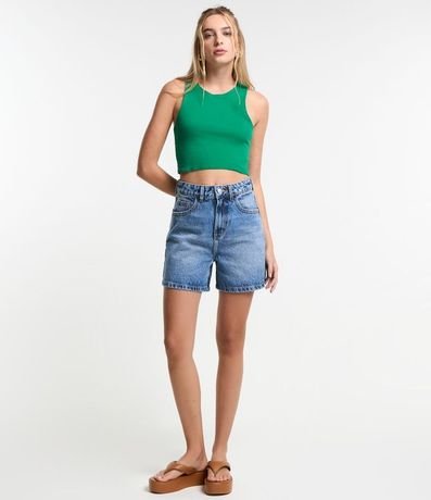 Blusa Cropped sin Mangas en Algodón Acanalado 2