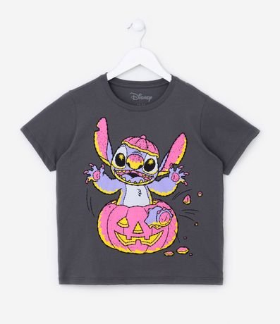 Blusa T-shirt Infantil con Estampa Stitch Frente y Espalda - Talle 5 a 14 años