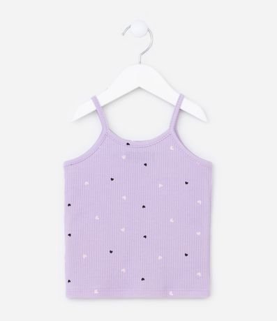 Musculosa Infantil Acanalada con Estampado Mini Corazones - Talle 1 a 5 años 2