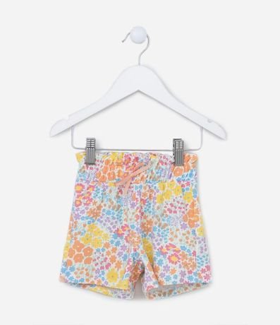 Short Infantil Acanalado con Estampa Floral - Talle 1 a 5 años