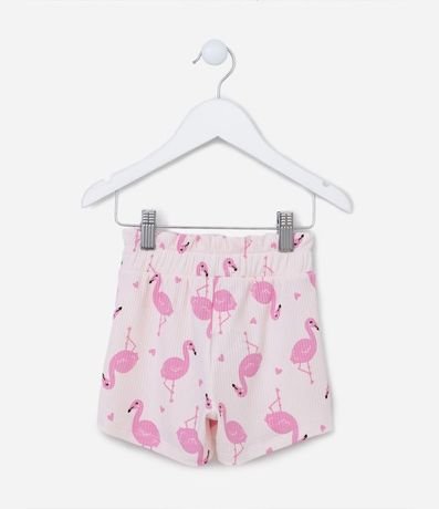 Short Infantil Canelado con Estampa Flamingos - Talle 1 a 5 años 2