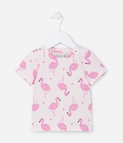 Blusa Infantil Acanalada con Estampa Flamencos - Talle 1 a 5 años