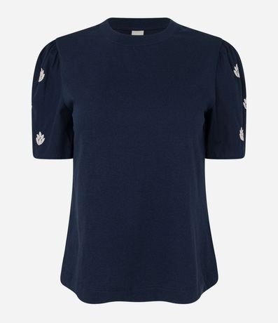 Blusa con Manga Abullonada y Bordado Floral 5