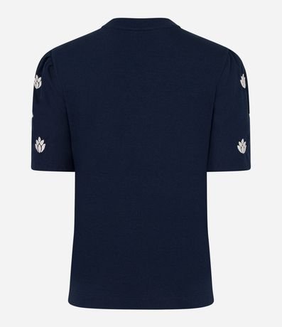 Blusa con Manga Abullonada y Bordado Floral 7