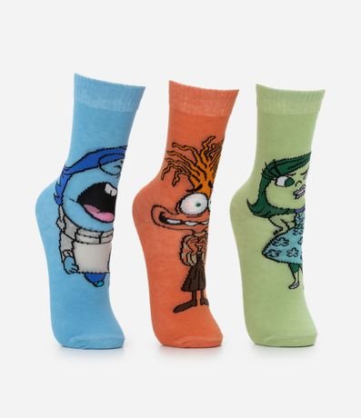 Kit 03 Medias Infantiles Caña Mediana con Estampa Intensamente - Talle 19 al 34 2