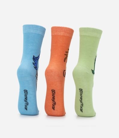 Kit 03 Medias Infantiles Caña Mediana con Estampa Intensamente - Talle 19 al 34 3