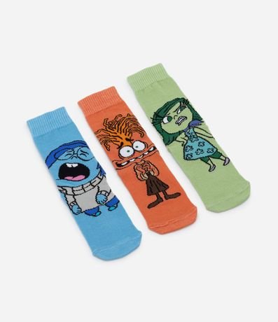 Kit 03 Medias Infantiles Caña Mediana con Estampa Intensamente - Talle 19 al 34 4