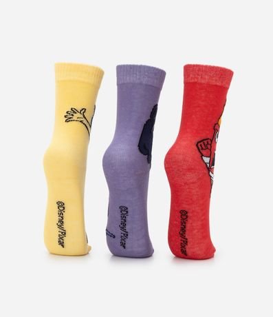 Kit 03 Medias Infantiles Caña Mediana con Estampa Intensamente - Talle 19 al 34 3