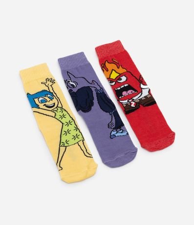 Kit 03 Medias Infantiles Caña Mediana con Estampa Intensamente - Talle 19 al 34 4