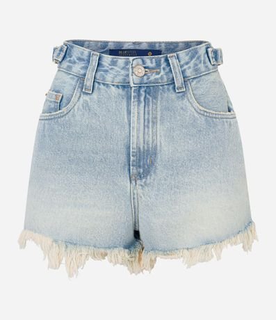 Short Cintura Alta en Jeans Dirty Washed con Barra Deshilacha 5