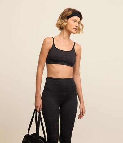 Top Deportivo Seamless con copa y Jacquard Animal Print leopardo