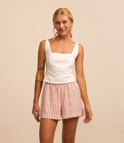 Blusa Cropped en Sarga con Lazo en la Espalda 3