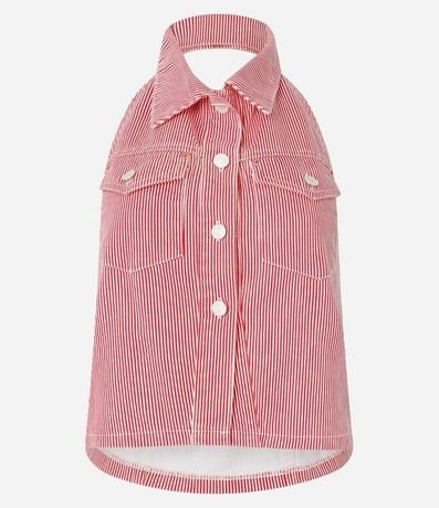 Top Frente Única en Sarga Rayada con Botones y Bolsillos 5