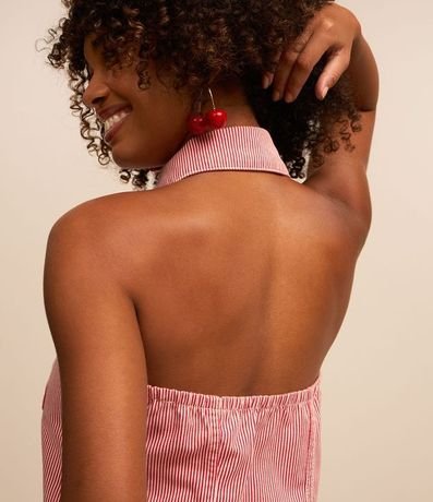 Top Frente Única en Sarga Rayada con Botones y Bolsillos 4