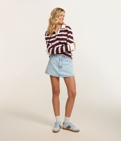 Short Pollera Corto en Jeans con Tiro Alto