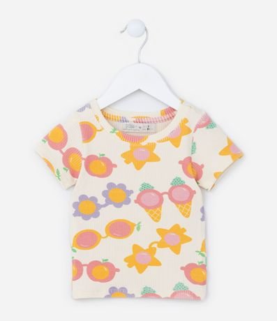 Blusa Infantil Acanalada con Estampa Lentes - Talle 1 a 5 años