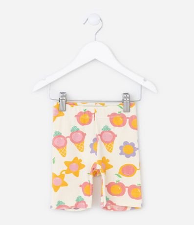 Bermuda Infantil Acanalada con Estampa óculos - Talle 1 a 5 Años