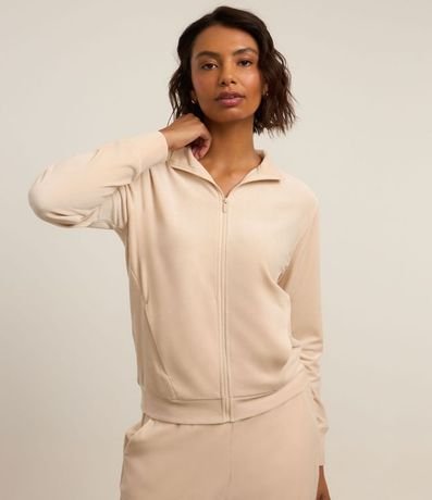 Campera en Microfibra con Cuello Alto y Cremallera 1