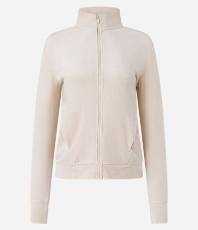 Campera en Microfibra con Cuello Alto y Cremallera 5