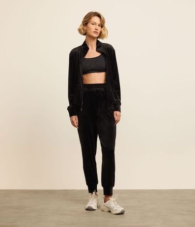 Campera en Microfibra con Cuello Alto y Cremallera 1