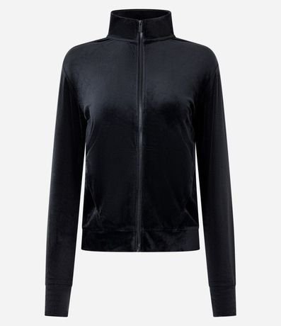 Campera en Microfibra con Cuello Alto y Cremallera 4