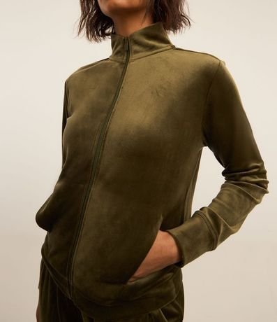 Campera en Microfibra con Cuello Alto y Cremallera 4