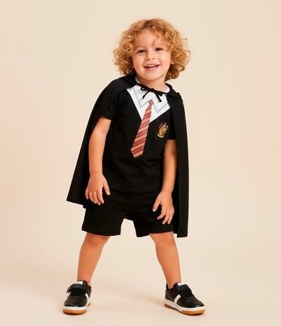 Remera Comfort Infantil con Capa y Estampa Grifinória Harry Potter - Talle 4 a 8 años