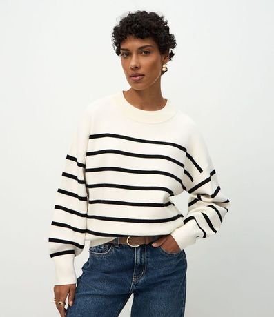 Suéter de Punto con Estampa Rayada