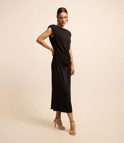Vestido sin Manga en Jersey con Fruncido y Cutout 3