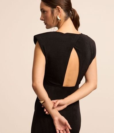 Vestido sin Manga en Jersey con Fruncido y Cutout 4
