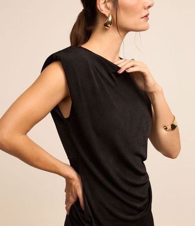 Vestido sin Manga en Jersey con Fruncido y Cutout 5