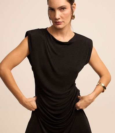 Vestido sin Manga en Jersey con Fruncido y Cutout 6
