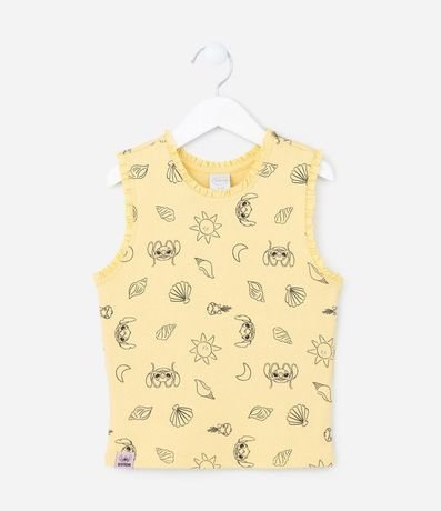 Musculosa Infantil Acanalada con Estampa Lilo y Stitch - Talle 5 a 14 años