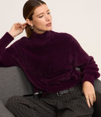 Suéter en Poliamida Afelpada con Cuello Alto 5